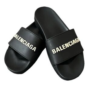 Balenciaga Black Rubber Pool Slides - Size 44 = 10.5